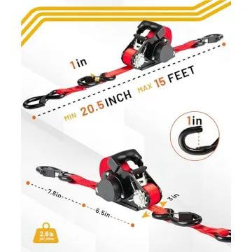 Strapinno 15 ft Ratchet Straps for Heavy Duty Transport