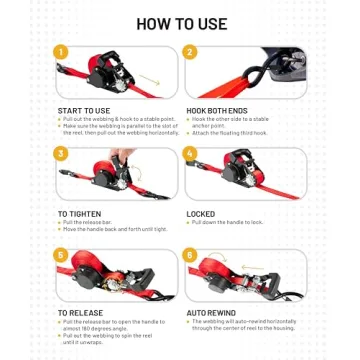 Strapinno 15 ft Ratchet Straps for Heavy Duty Transport
