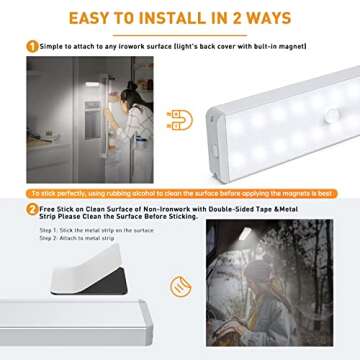 LED Closet Light with Charging Station, 5 Pcs Dimmer Rechargeable Motion Sensor Under Cabinet Lighting with Remote Control, Wireless Stick-Anywhere Night Safe Light Bar for Wardrobe,Kitchen