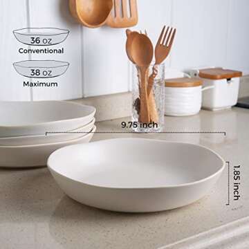 AmorArc 9.75'' Large Ceramic Pasta Bowls, 38oz Stoneware Wide Serving Bowls Set of 6 for Kitchen, Ov...