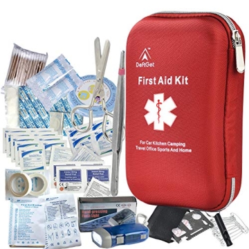 Deftget 163 Pieces First Aid Kit - Portable & Waterproof Emergency Survival Kit for Home, Travel, an...