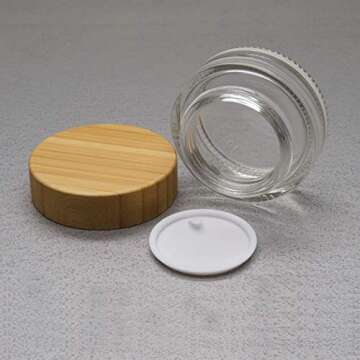 2Pcs 50ml Clear Empty Refillable Glass Bottles Round Cosmetic Jars Container Storage Pot with Natura...