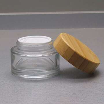 2Pcs 50ml Clear Empty Refillable Glass Jars with Bamboo Lids