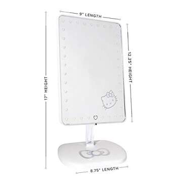 Impressions Vanity Hello Kitty Touch Pro Makeup Mirror with 360 Degree Rotation and USB Charging Por...