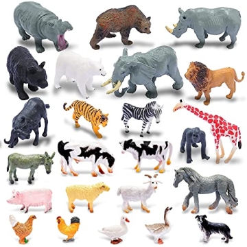 smilixin 24PCS Animals Figures,Realistic Jungle Animal Figurines,Mini Farm Animal Figurines,Plastic ...