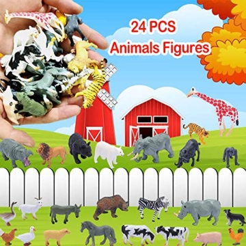 smilixin 24PCS Animal Figures Set for Kids Toys and Learning