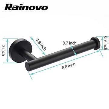 Toilet Paper Holder, Stainless Steel Rustproof Wall Mounted Toilet Roll Holder, Modern Tissue Roll Dispenser Round for Bathroom Kitchen Washroom Matte Black