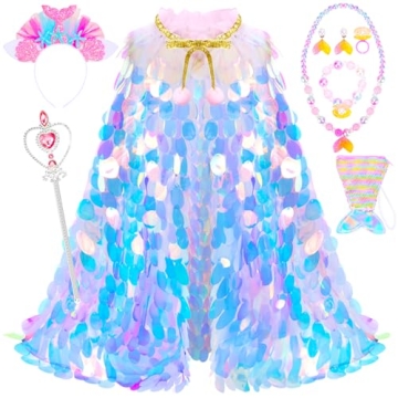 Rainbow Mermaid Dress Up Set for Girls Ages 3-8 - Magical Costumes & Accessories