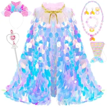 Rainbow Mermaid Dress Up Set for Girls Ages 3-8 - Magical Costumes & Accessories