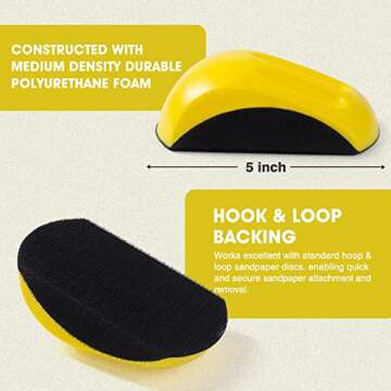 Shawya Hand Sanding Block 5 Inch Hook and Loop Sanding Block 1 Pack Mouse Sanding Block for Woodwork...