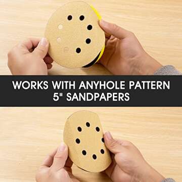 Shawya Hand Sanding Block 5 Inch Hook and Loop Sanding Block 1 Pack Mouse Sanding Block for Woodworking Furniture Restoration Automotive Body Arts Crafts