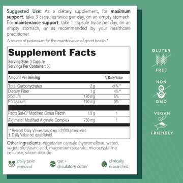 EcoNugenics PectaClear Detox Supplement for Toxic Metal Cleanse – Naturally & Safely Eliminates Toxins for Gut, Liver & Kidney Detox & Repair – Helps with Energy, Weight, Hormone Balance – 60 Capsules