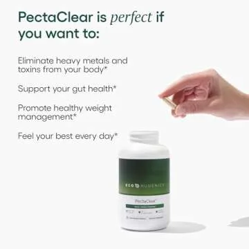 EcoNugenics PectaClear Detox Supplement for Toxic Metal Cleanse – Naturally & Safely Eliminates Toxins for Gut, Liver & Kidney Detox & Repair – Helps with Energy, Weight, Hormone Balance – 60 Capsules
