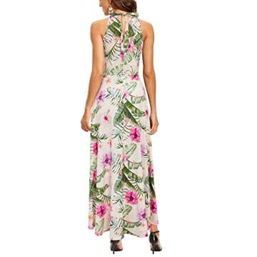 STYLEWORD 2025 Fashion Women's Summer Maxi Sleeveless Sundress Hawaiian Beach Flowy Vacation Cruise Long Spring Dress(Floral 40,M)