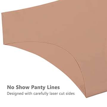 SHARICCA Women Seamless Cheeky Bikini No Show Panties Ladies Invisible Breathable Briefs Soft Stretch Underwear 7 Pack (7P01,M)