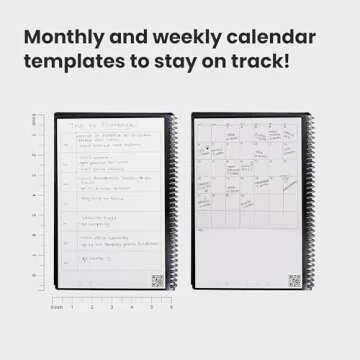 Rocketbook Fusion Reusable Undated Productivity Planner, Executive Size 6x8.8, Red - Goals, Monthly and Weekly Calendar, Daily To-do List, Lined and Dotted Notes Pages