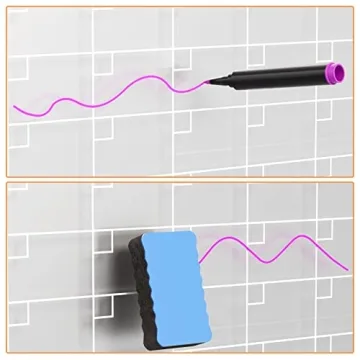 YeWink Magnetic Dry Erase Calendar Board for Fridge, 16”x12" Clear 2 Set Acrylic Planner Board for Refrigerator, Reusable Whiteboard Includes 6 Markers 3 Colors