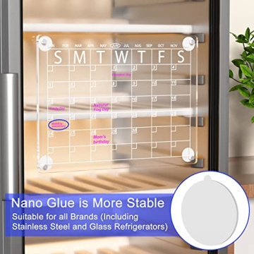 YeWink Magnetic Dry Erase Calendar Board for Fridge, 16”x12" Clear 2 Set Acrylic Planner Board for Refrigerator, Reusable Whiteboard Includes 6 Markers 3 Colors
