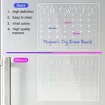 YeWink Magnetic Dry Erase Calendar Board for Fridge, 16”x12" Clear 2 Set Acrylic Planner Board for Refrigerator, Reusable Whiteboard Includes 6 Markers 3 Colors