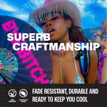 SoJourner Bags Bye B*tch Rave Fan - Large Folding Clack Fan for Men and Women - Rave Accessories for EDM, Line Dancing, Cosplay, Concerts and More