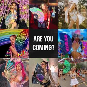 SoJourner Bags Bye B*tch Rave Fan - Large Folding Clack Fan for Men and Women - Rave Accessories for EDM, Line Dancing, Cosplay, Concerts and More