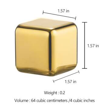 2 Large Whiskey Stones 64 cm³ (4 cu in) - Man Gift Set - Reusable Stainless Steel Metal Ice Sphere ...