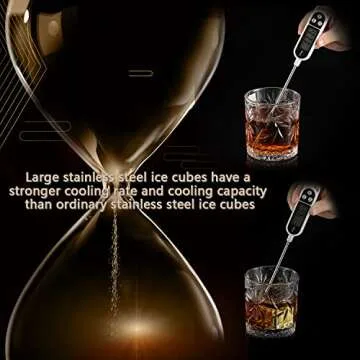 2 Large Whiskey Stones 64 cm³ (4 cu in) - Man Gift Set - Reusable Stainless Steel Metal Ice Sphere Cubes Beverage Chilling Rocks Whiskey Stones for Red Wine, Bar Beer, Scotch, Vodka Drinks - Gold