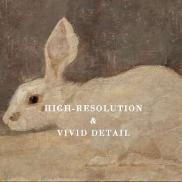 Kizbok Vintage Wall Art Decor, Neutral Rabbit Canvas Painting, Farmhouse Decor Bunny Drawing for Nursery Wall Decor, Antique Rabbit Gallery Wall Art for Easter Bedroom Bathroom Home(8" x 10"-UNFRAMED)