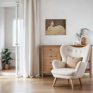 Kizbok Vintage Wall Art Decor, Neutral Rabbit Canvas Painting, Farmhouse Decor Bunny Drawing for Nursery Wall Decor, Antique Rabbit Gallery Wall Art for Easter Bedroom Bathroom Home(8" x 10"-UNFRAMED)