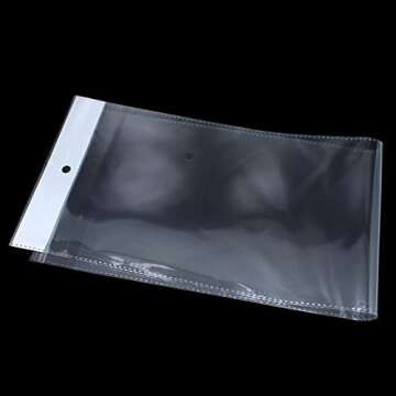 PABCK 100 Pack (Available Size 6.1x15.7 inch) Clear Self Adhesive Straight Hair Packaging Bags with ...