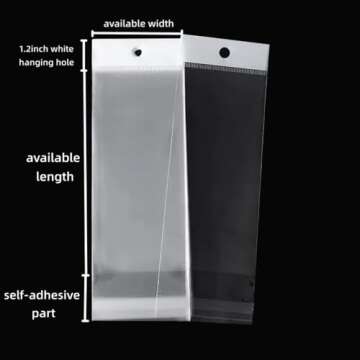 PABCK 100 Pack (Available Size 6.1x15.7 inch) Clear Self Adhesive Straight Hair Packaging Bags with Hang Hole Wigs Hair Storage Beauty Personal Care Hair Care Extensions Wigs Accessories