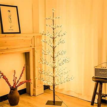 Leruckdite LED Tree Light 5ft 518L Warm White Artificial Tree Decoration for Bedroom Indoor Outdoor Home Festival Party Wedding