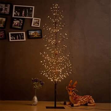 Leruckdite LED Tree Light 5ft 518L Warm White Artificial Tree Decoration for Bedroom Indoor Outdoor Home Festival Party Wedding