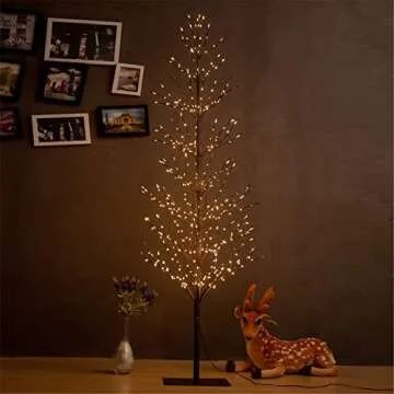 Leruckdite LED Tree Light 5ft 518L Warm White Artificial Tree Decoration for Bedroom Indoor Outdoor Home Festival Party Wedding