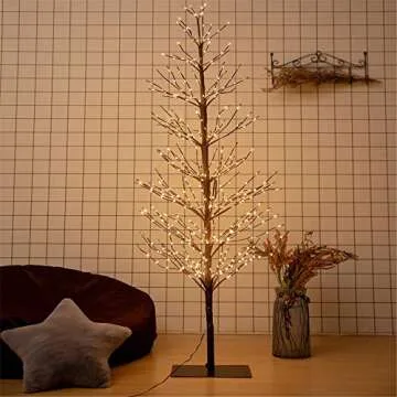 Leruckdite LED Tree Light 5ft 518L Warm White Artificial Tree Decoration for Bedroom Indoor Outdoor Home Festival Party Wedding
