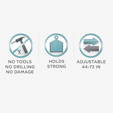 Zenna Home Adjustable Tension Shower Rod 44 to 72 Inches