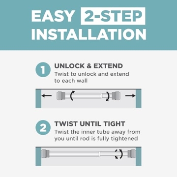 Zenna Home Adjustable Tension Shower Rod 44 to 72 Inches