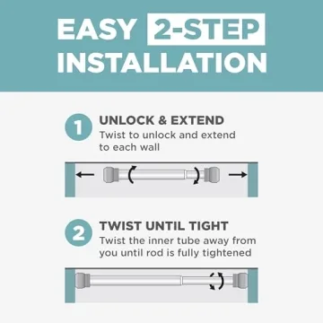 Zenna Home Adjustable Tension Shower Rod 44 to 72 Inches