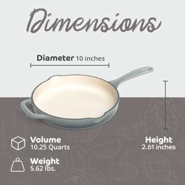 Segretto Cookware Enameled Cast Iron Skillet, 10.25-IN Grigio Scuro (Gradient Gray) Enamel Skillet Pan, No Seasoning Required and Cast Iron Frying Pan