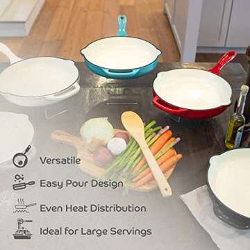 Segretto Cookware Enameled Cast Iron Skillet, 10.25-IN Grigio Scuro (Gradient Gray) Enamel Skillet Pan, No Seasoning Required and Cast Iron Frying Pan