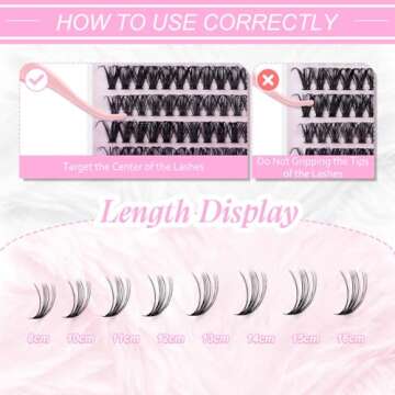 Fadlash DIY Lash Cluster individual Eyeslash Extension Volume Lash Clusters Thick Band Wispy Natural Eyelash Extension,Large Tray (40D-0.07-D, 8-16mm)
