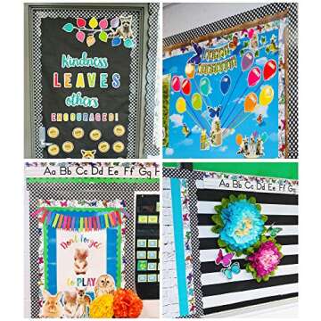 Schoolgirl Style Black and White Gingham Bulletin Board Borders, Woodland Whimsy Classroom Decorations, 39 Feet