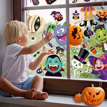 BAYLAY Halloween Window Clings - 10 Sheets for Decorating