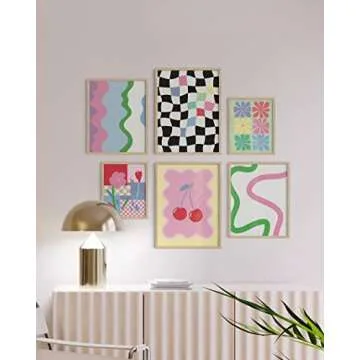 HAUS AND HUES Danish Pastel Posters - Set of 6 Pastel Pink Poster, Colorful Pastel Pictures for Wall...