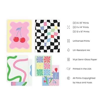 HAUS AND HUES Danish Pastel Posters - Set of 6 Pastel Pink Poster, Colorful Pastel Pictures for Wall, Cute Posters for Room Aesthetic, Trendy Dorm Posters for College Girls (Unframed)