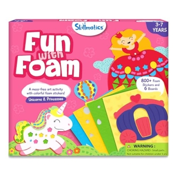 Skillmatics Art Activity - Fun with Foam Unicorns & Princesses, No Mess Felt Sticker Art for Kids, D...