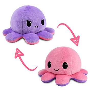 TeeTurtle Original Reversible Octopus Plushie - Soft Mood-Expressing Toy