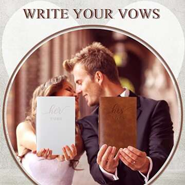 2 Pcs Wedding Vow Books His and Hers Vow Books Vow Notebook for Wedding Vows Journal Wedding Day Officiant Book 5.9 x 3.9 Inch, Bridal Shower Gifts, Wedding Keepsake, 50 Pages/Pcs (White, Brown)