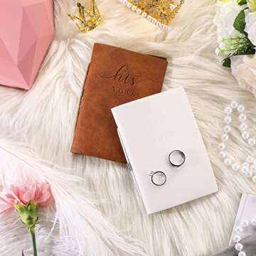 2 Pcs Wedding Vow Books His and Hers Vow Books Vow Notebook for Wedding Vows Journal Wedding Day Officiant Book 5.9 x 3.9 Inch, Bridal Shower Gifts, Wedding Keepsake, 50 Pages/Pcs (White, Brown)