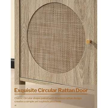 SICOTAS Rattan Nightstand Set of 2, Boho Tall Night Stand with Charging Station, Wooden Farmhouse Bedside End Table with Storage, 4-Tier Nightstands with Adjustable Shelf for Bedroom or Living Room